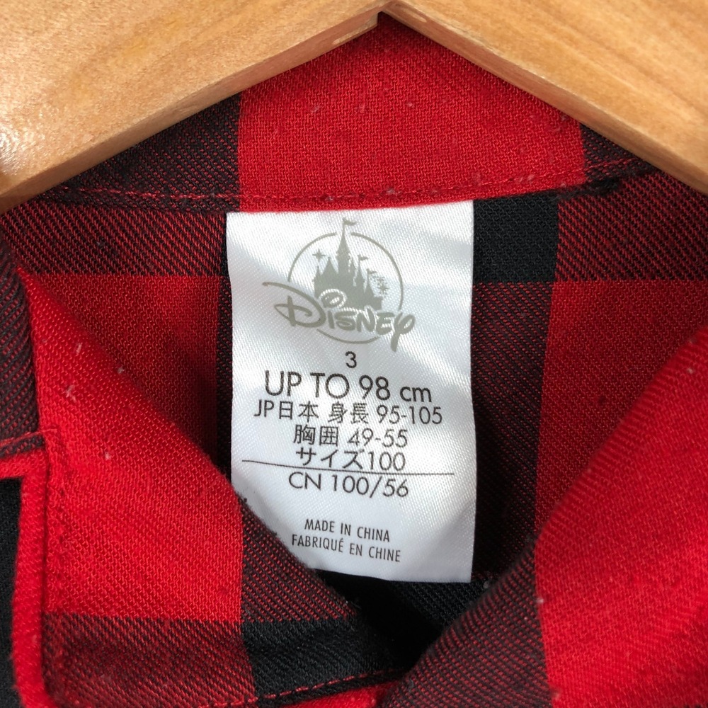 Disney Mickey Mouse Christmas Pajama Top Red Black Buffalo Plaid Toddler Size 3 - Picture 4 of 13